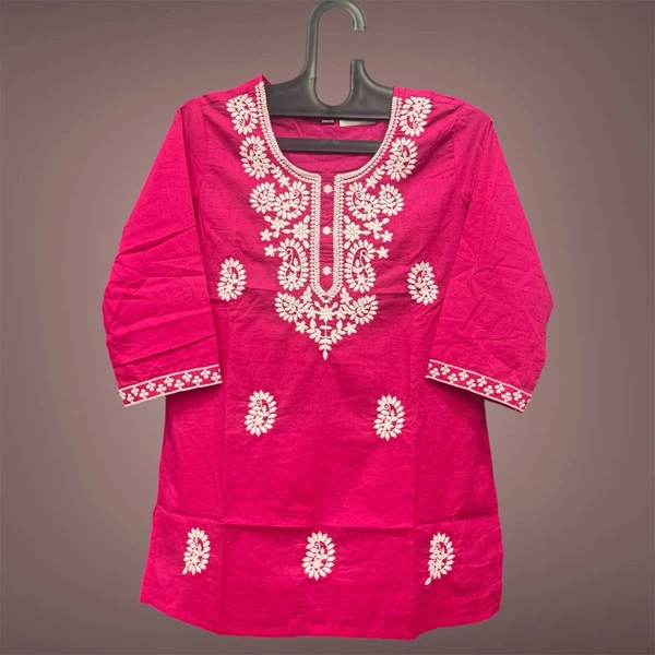 Raspberry Stylish Rani Pink Embroidered Kurti 💖✨ - Rani pink, XXL