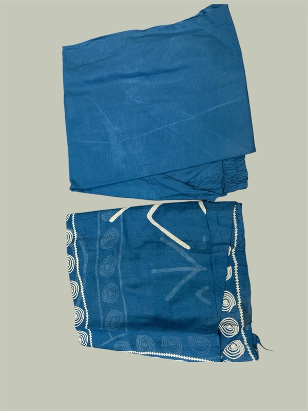 Raspberry Teal Blue & Beige Ethnic Printed Cotton Suit Set (4XL–7XL) - Teal blue, 6XL/52