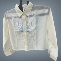 korean ✨ Butterfly Dreams Sheer Shirt ✨ - free size, off white
