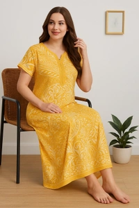 Zola Alpine Bright Yellow Printed Night Gown - XL, yellow print