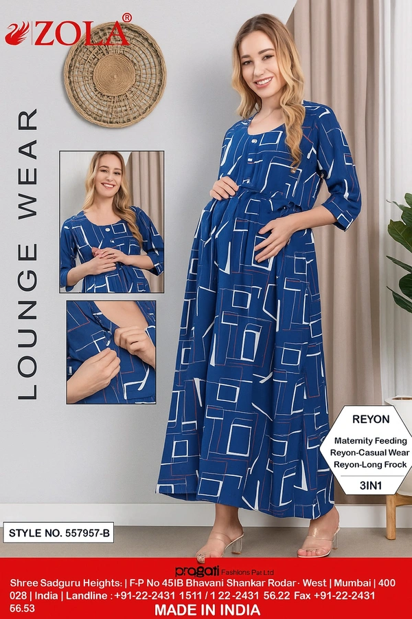 Zola “Zola Comfort Fit Maternity & Feeding Maxi Dress” - L, indigo blue