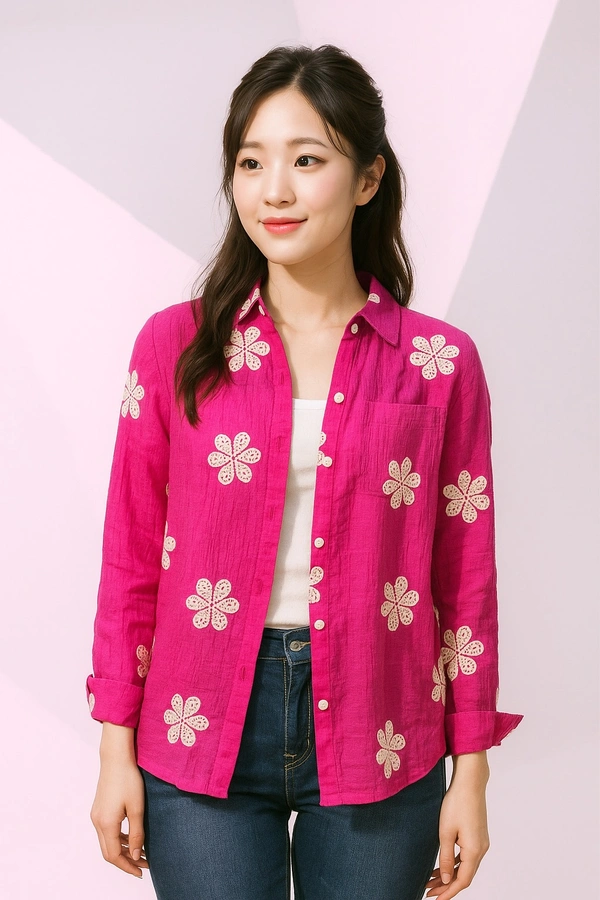 Kiwi Girl Elevate Your Workwear with the Trade Work Korean  Top - Free Size, Hot pink