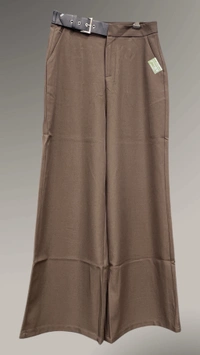 JING J  Coffee Wide-Leg Belted Bottoms - Morocco Brown, L/30