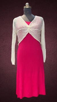 Korean Beachside Bliss Pink Midi Dres - Rose pink, Free Size
