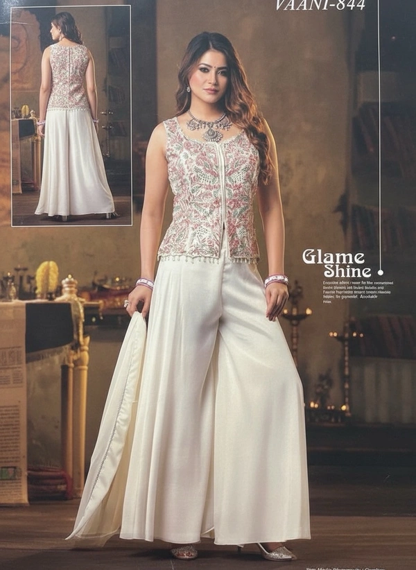 Exclusive  designer Sharara se - off white, L