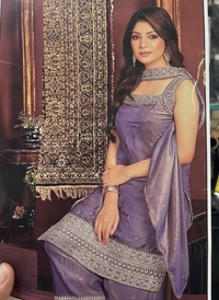Exclusive  Lavender Embroidered Palazzo  - L, Lavender