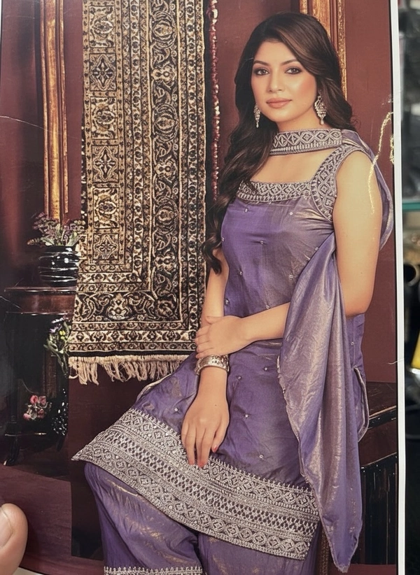 Exclusive  Lavender Embroidered Palazzo  - Xl, Lavender