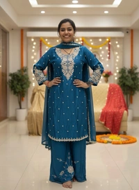 A.D. Majestic Blue Chino Embroidery Suit - XXL/44, royal blue