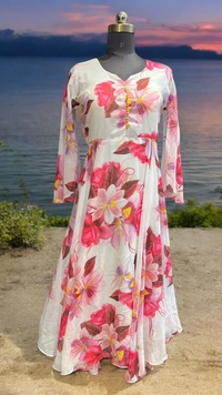 raspberry Printed gown  - XXL, Hippie Pink