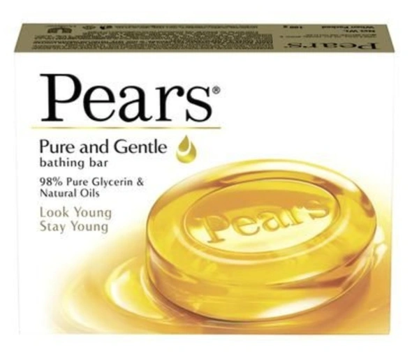 Pears Pure & Gentle Soap Bar  100g With Glycerin for Soft, Glowing Skin & Body, Paraben-Free Body Soaps (72pc box)