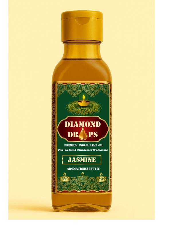 DIAMOND DROPS POOJA LAMP OIL 200ML(JASMINE) (Smokeless Formula ) - Pine Green