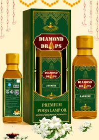 DIAMOND DROPS POOJA LAMP OIL 200ML(JASMINE) (Smokeless Formula ) A Temple In Every Drop  - Pine Green