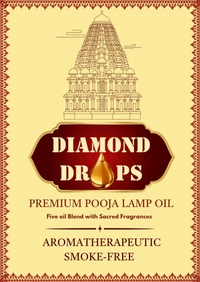 DIAMOND DROPS POOJA LAMP OIL 500Ml ML, JASMINE- Madurai Malli (Aromatherapeutic And Smokeless Formula ) A Temple In Every Drop  - Pine Green