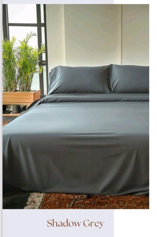 ZenAlyaa Bamboo Cotton Bedsheets (Shadow Grey) - Bedsheet With  2 pillowcases