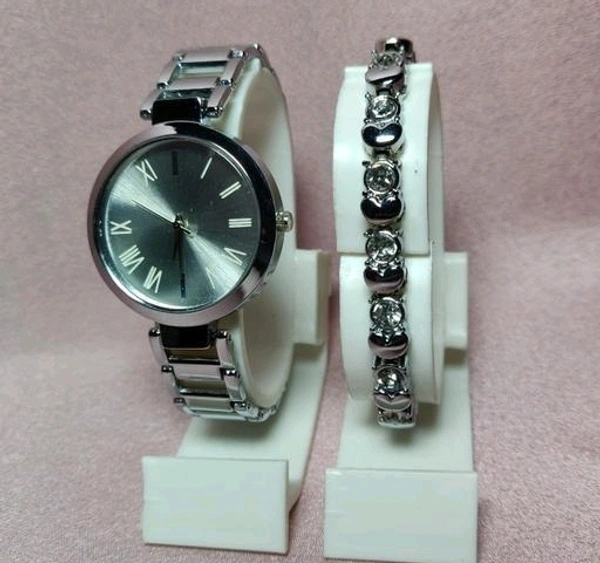 Womens Combo Watch - white, black, goldish, redishandbrown