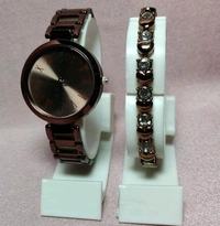 Womens Combo Watch - white, black, goldish, redishandbrown