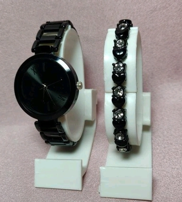 Womens Combo Watch - white, black, goldish, redishandbrown