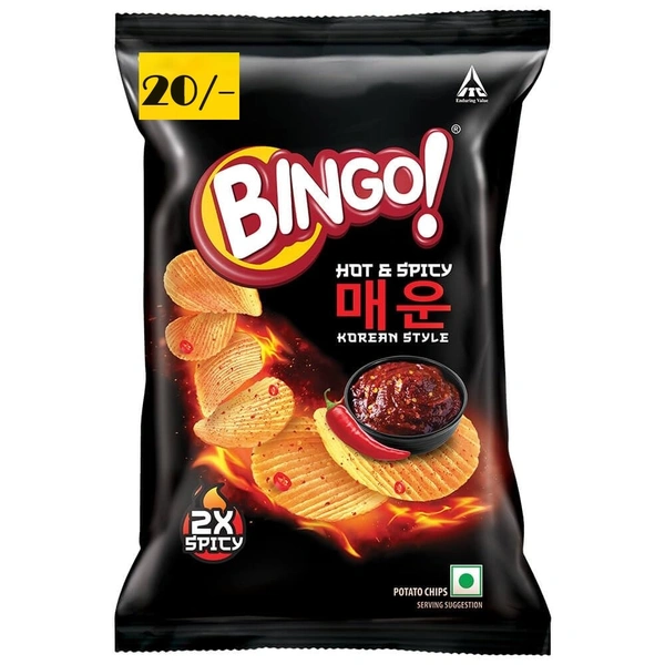 BINGO KOREAN STYLE CHIPS HOT & SPICY 2X SPICY - 42GM