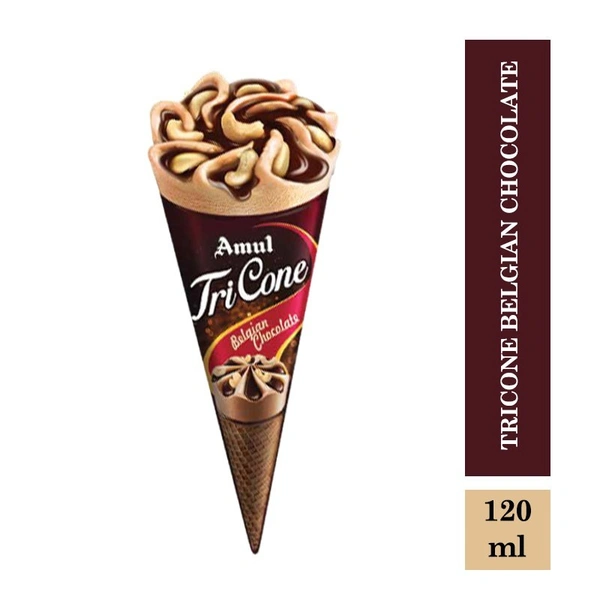 AMUL ICE CREAM TRICONE BELGIUM CHOCOLATE - 120ML