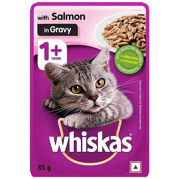WHISKAS GRAVY 1+ YEAR SALMON IN GRAVY - 85GM