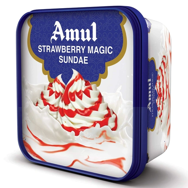 AMUL ICE CREAM TUB STRAWBERRY MAGIC SUNDAE - 1LTR