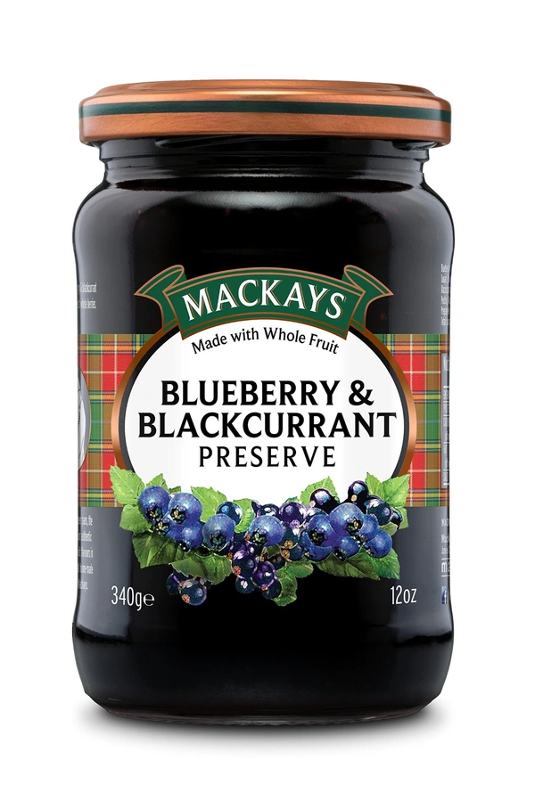 MACKAYS JAMS BLUEBERRY & BLACKCURRANT - 340GM