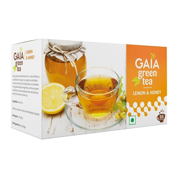 GAIA GREEN TEA LEMON & HONEY T-BAGS - 25N