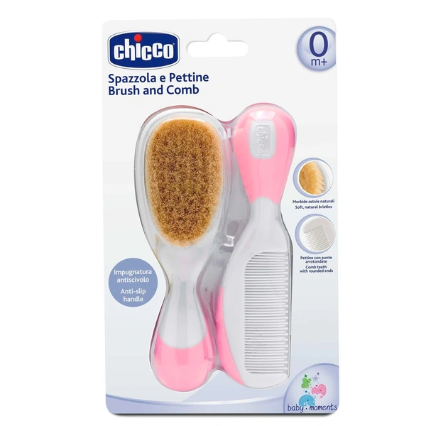 CHICCO BRUSH & COMB SET 0+M PINK PINK - SET