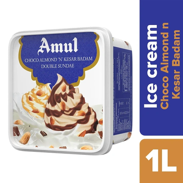 AMUL ICE CREAM TUB SUNDAI KESAR BADAM - 1LTR