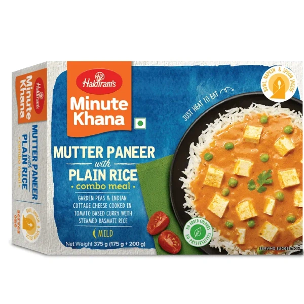 HALDIRAM RTE MUTTER PANEER WITH PLAIN RICE - 375GM
