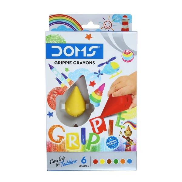 DOMS GRIPPIE PLASTIC CRYONS - 6SHADES