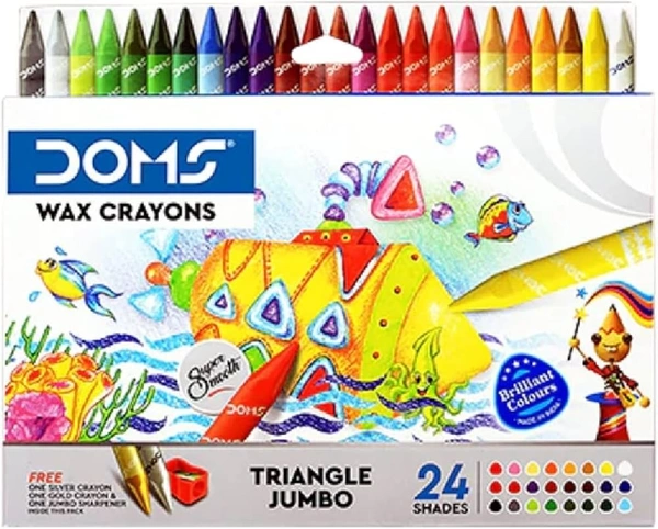 DOMS TRIANGLE JUMBO WAX CRAYONS - 26SHADES