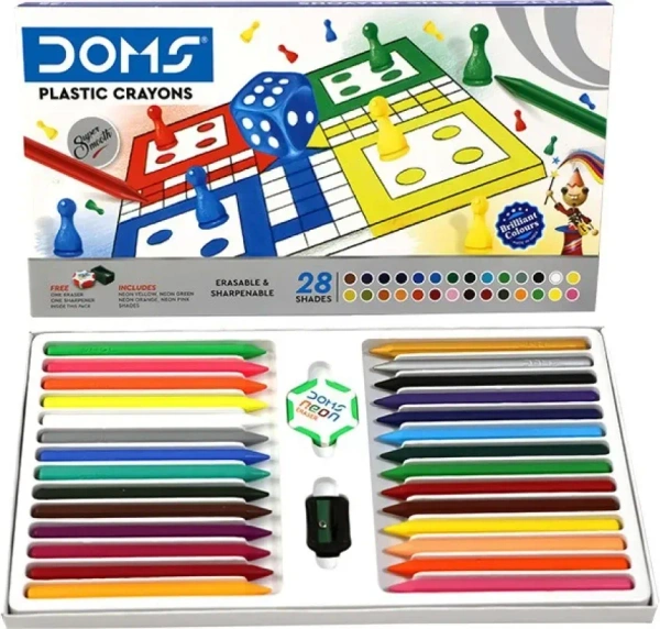 DOMS PLASTIC CRAYONS - 28SHADES