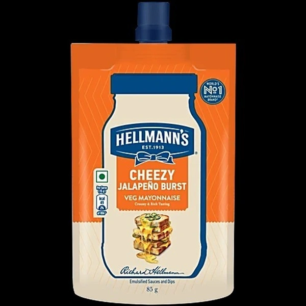 HELLMANNS MAYONNAISE CHEEZY JALAPENO BURST VEG (REFILL) - 85 GM