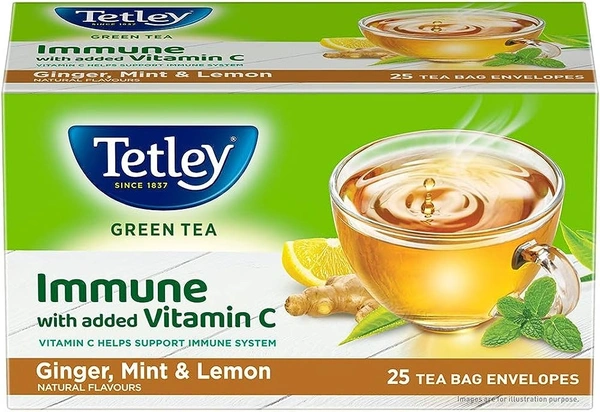 TETLEY GRN TEA GINGER MINT & LEMON T-BAGS - 25N
