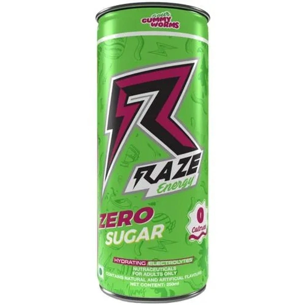 RAZE ENERY SOUR GUMMY WORMS ZERO SUGAR - 250ML