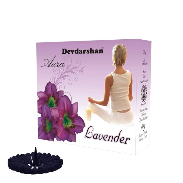 DEVDARSHAN AURA DHOOP CONE LAVENDER - 40GM