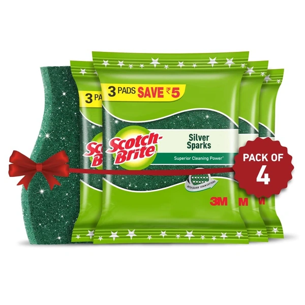 SB SCRUB PAD SILVER SPARKS (7 X 10) - 4N