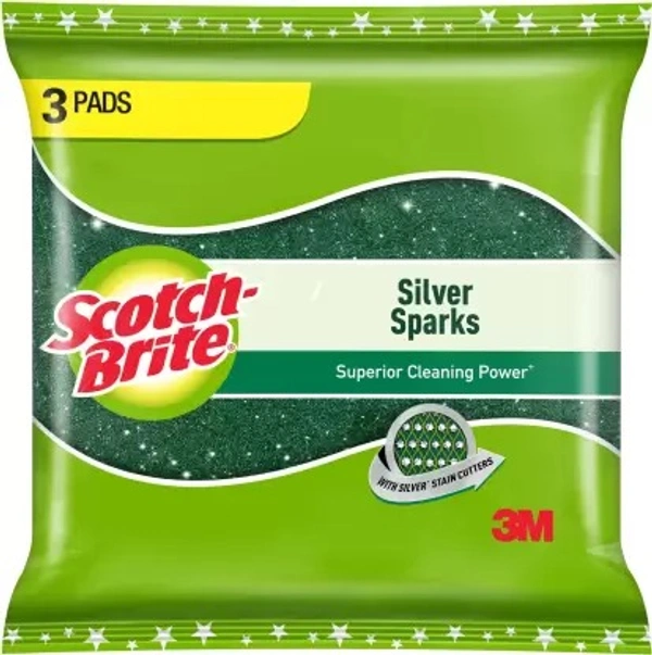 SB SCRUB PAD SILVER SPARKS (9.5X14) - 3N