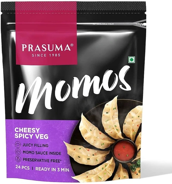 PRASUMA VEG MOMO CHEESY SPICY - 24PC