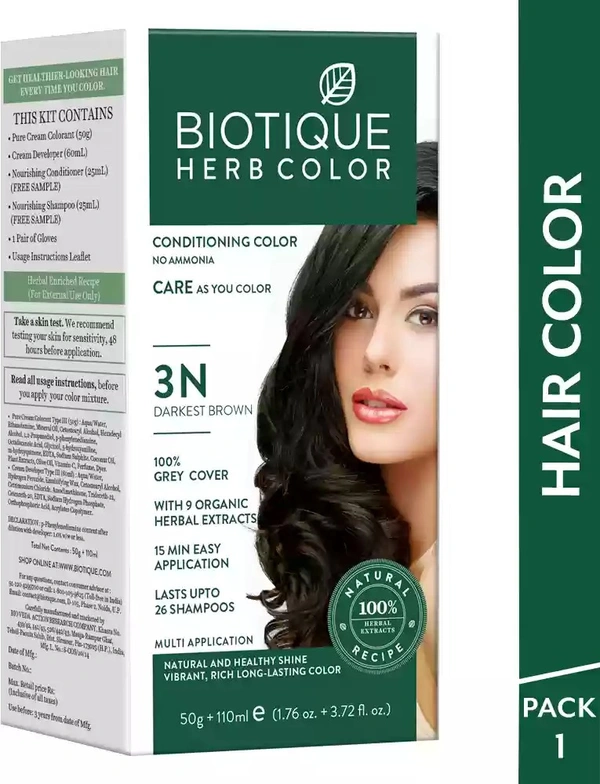 BIOTIQUE H.COLOUR 3N DARKEST BROWN - 110ML