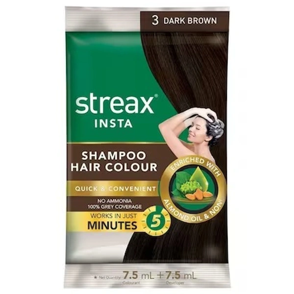 STREAX INSTA SHMP HAIR COL. 3 DARK BROWN - 13ML