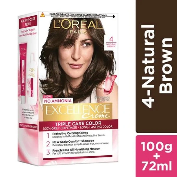 LOREAL EXL. CREME 4 NAT DRK BRN - 72ML