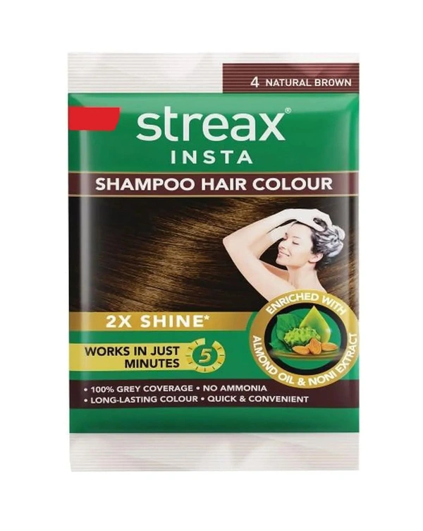 STREAX INSTA SHMP HAIR COL. 4 NAT. BROWN - 13ML