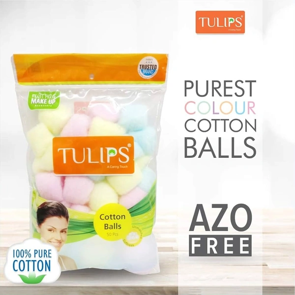 TULIP COTTON BALLS COLOURED 50PCS - 50PCS