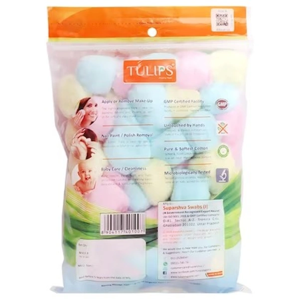 TULIP COTTON BALLS COLOURED 50PCS - 50PCS
