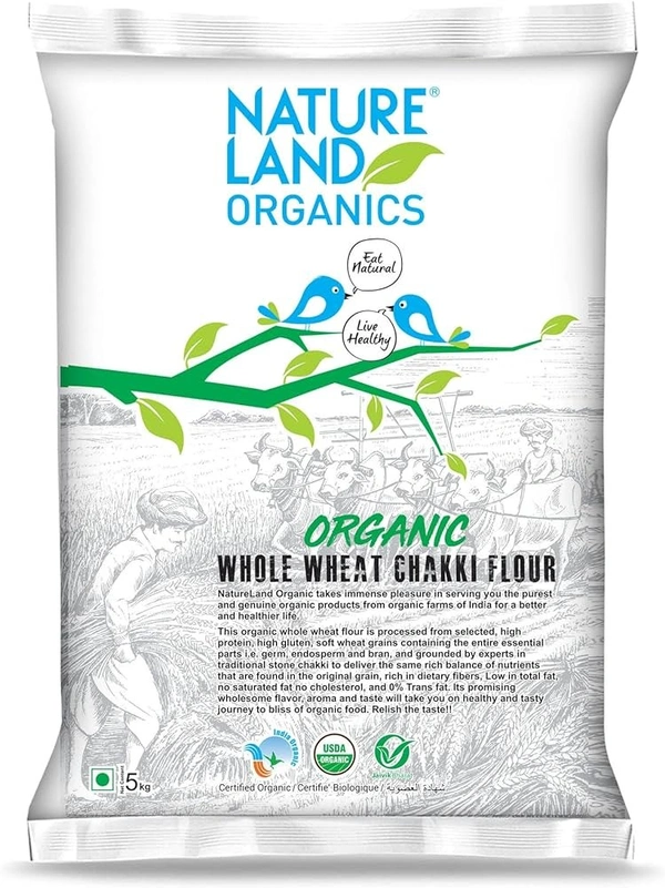 NLO ORGANIC WHOLE WHEAT ATTA - 5KG