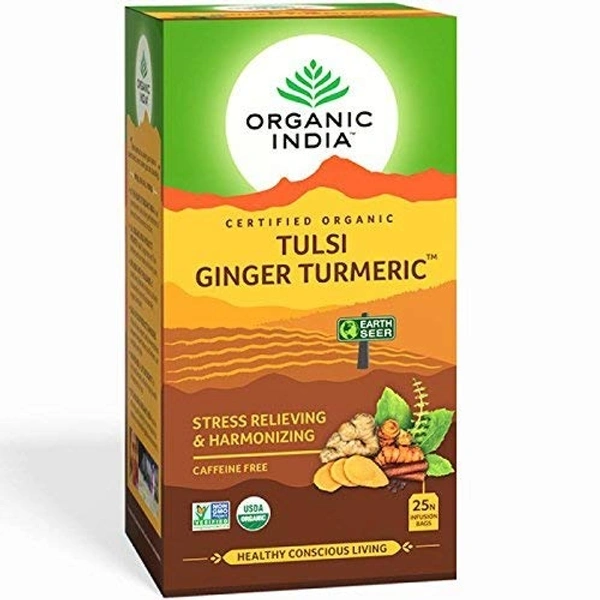 ORGANIC INDIA TULSI GINGER TURMERIC T-BAGS - 25N