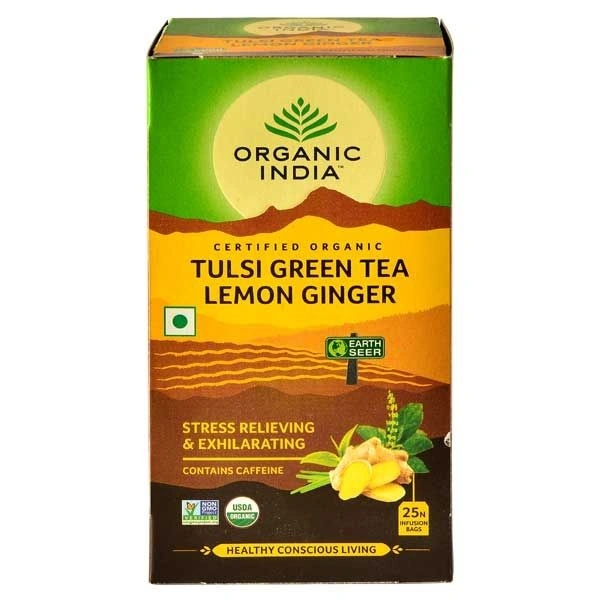 ORGANIC INDIA TULSI GRN-T LEMON GINGER T-BAGS - 25N