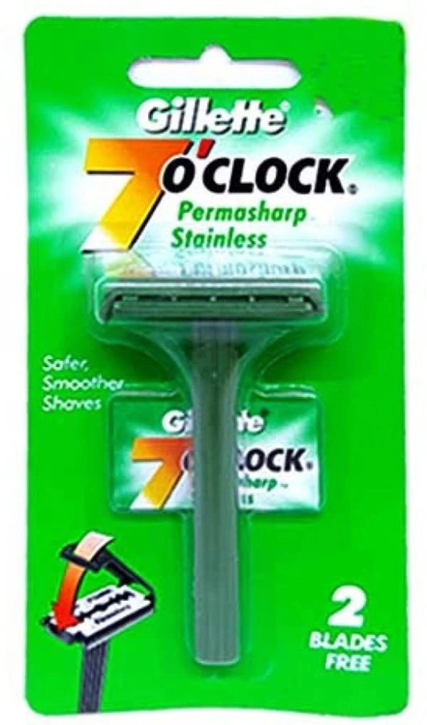 GILLETTE 7OCLOCK PERMASHARP RAZAR+2 BLDS - 3N